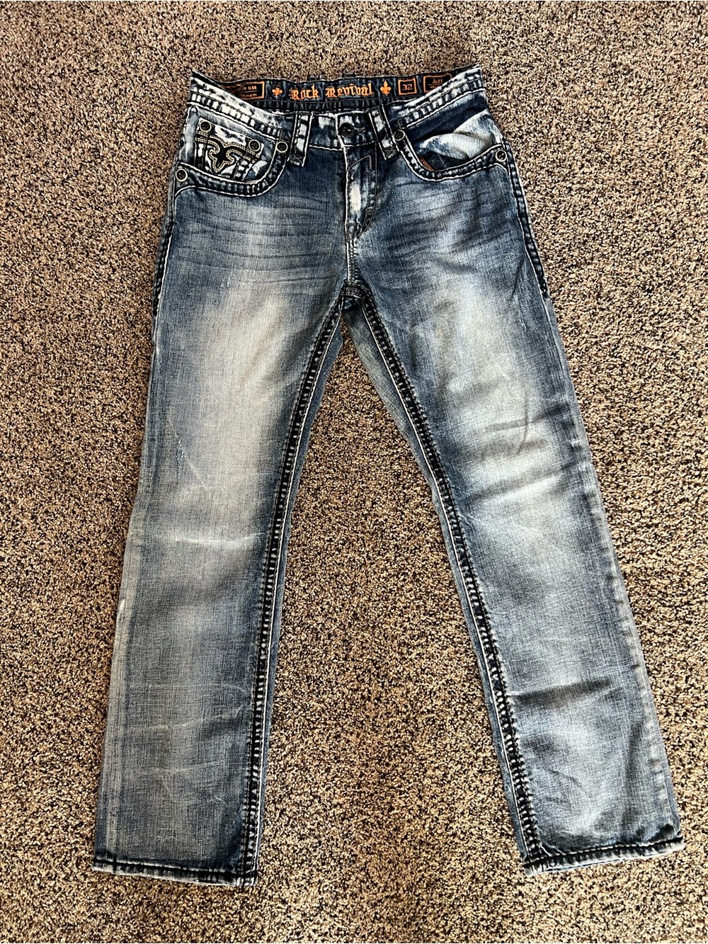 Rock Revival Men's Blue Washed JETT Straight Jeans - 32x30